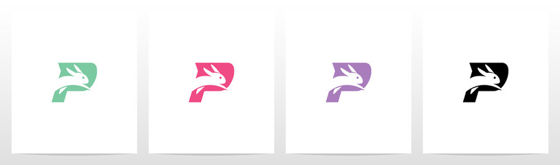  Rabbit Running On Letter Logo Design P