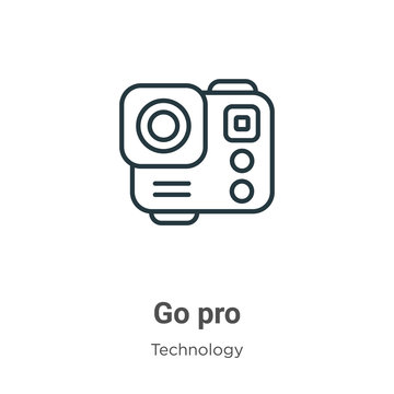 Go pro outline vector icon. Thin line black go pro icon, flat vector simple element illustration from editable technology concept isolated stroke on white background