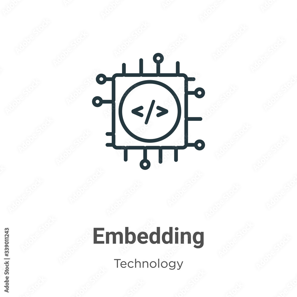 Poster embedding outline vector icon. thin line black embedding icon, flat vector simple element illustrati