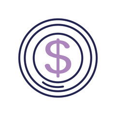 money coin icon, line color style