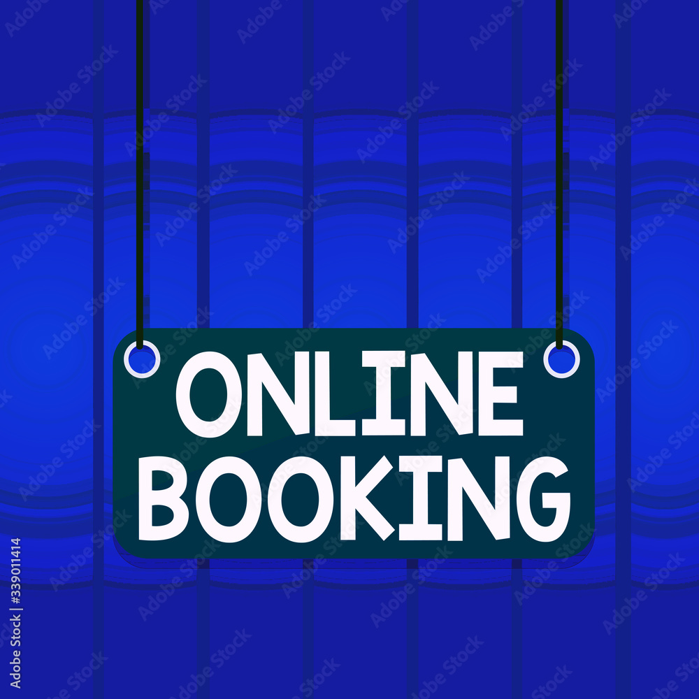 Poster writing note showing online booking. business concept for tool used to analysisage business travel t