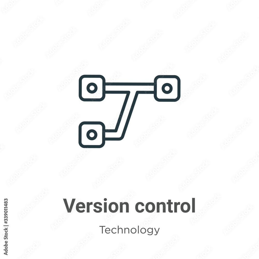 Poster version control outline vector icon. thin line black version control icon, flat vector simple elemen