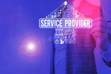 Word writing text Service Provider. Business photo showcasing a company that provides subscribers...