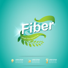 Fiber in Foods Slim Shape and Vitamin Concept Logo on Green Background Template.