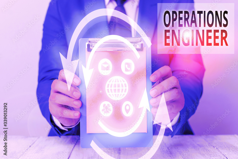 Poster writing note showing operations engineer. business concept for analyze and design operation that wil