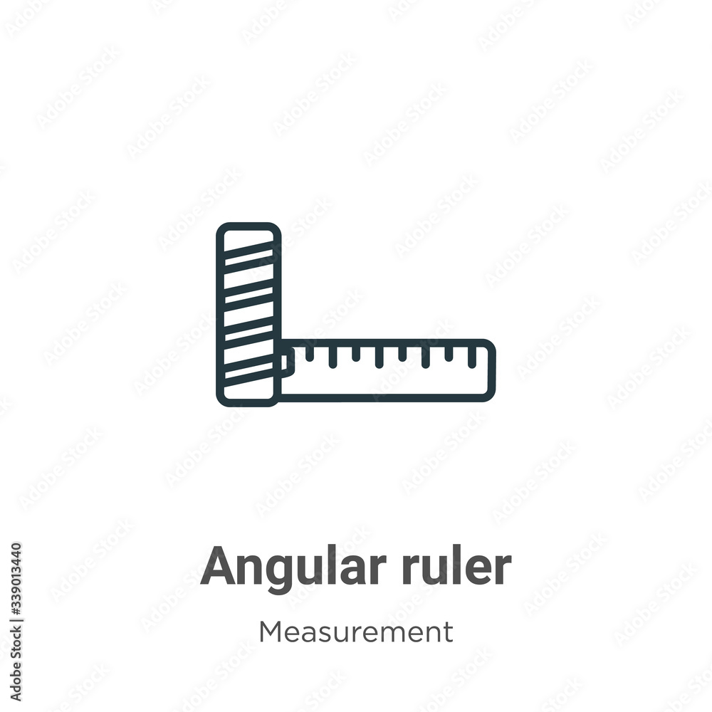 Poster angular ruler outline vector icon. thin line black angular ruler icon, flat vector simple element il