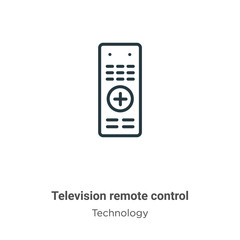 Television remote control outline vector icon. Thin line black television remote control icon, flat vector simple element illustration from editable technology concept isolated stroke on white