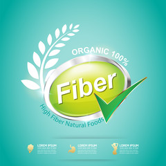 Fiber in Foods Slim Shape and Vitamin Concept Logo on Green Background Template.