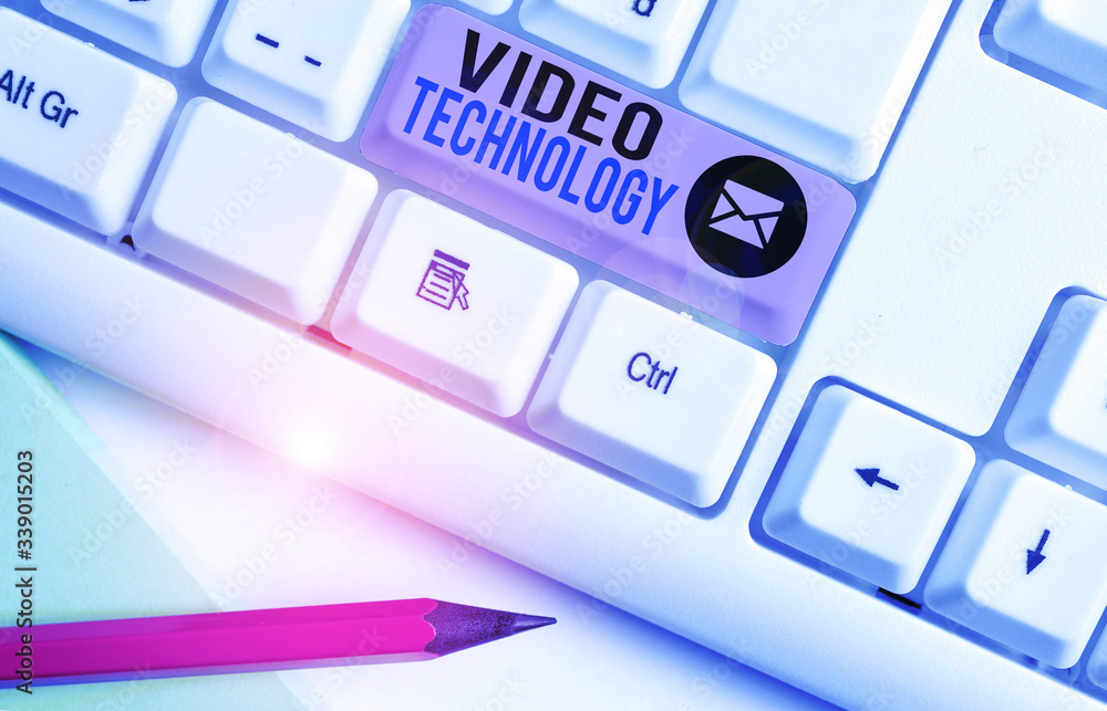 Poster writing note showing video technology. business concept for recording and playing back of moving pic