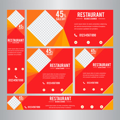 Food & Restaurant Concept Web Banner Set Design.