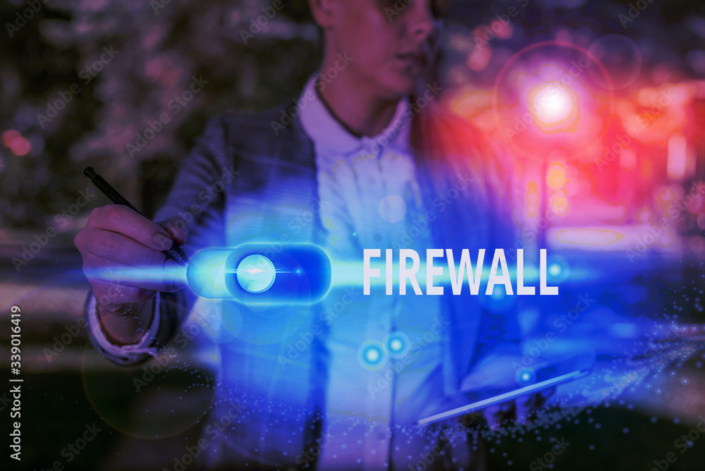 Poster handwriting text firewall. conceptual photo protect network or system from unauthorized access with 