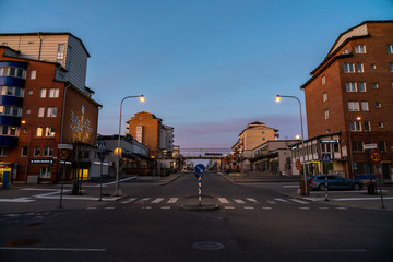 night view of the streets in Stockholm, Rinkeby