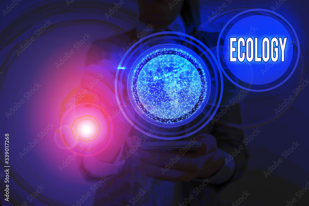 Poster handwriting text writing ecology. conceptual photo branch of science relation organisms environment 