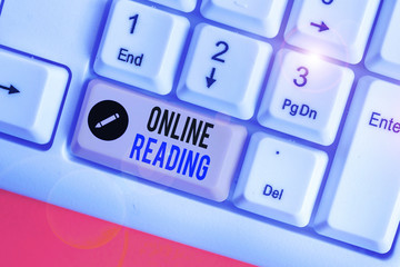 Word writing text Online Reading. Business photo showcasing process of extracting meaning is in a...