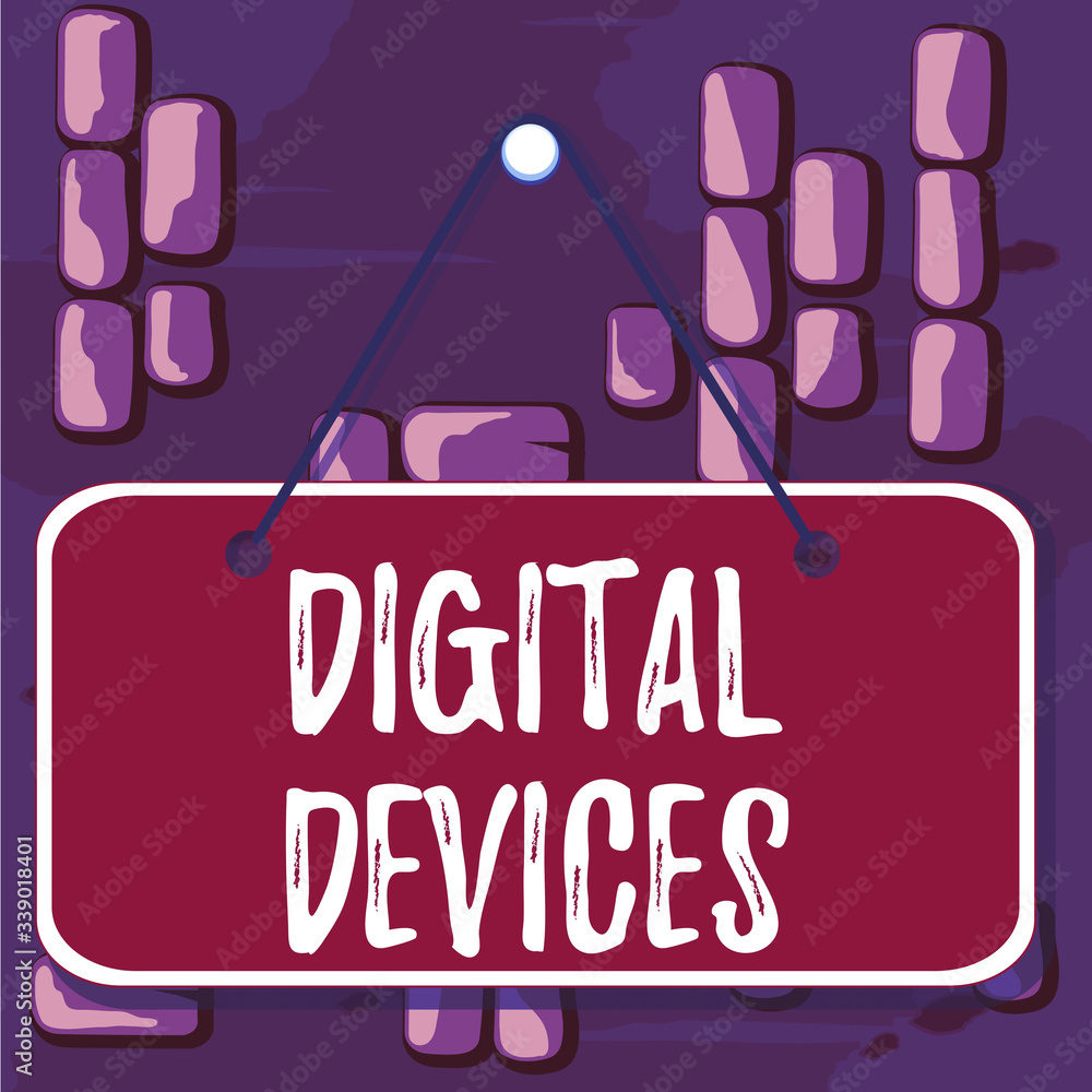 Poster word writing text digital devices. business photo showcasing physical unit of equipment that contain