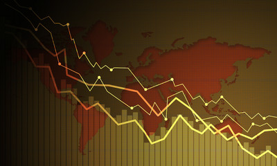 Fototapeta premium Stock market graph going down for business and financial concepts