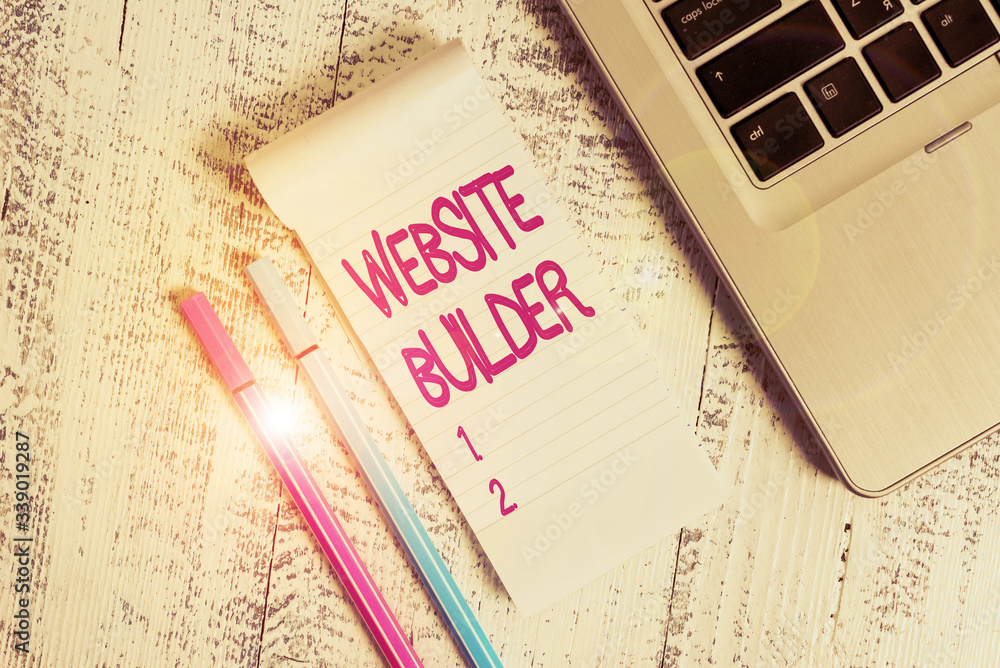 Poster text sign showing website builder. business photo text construction of websites without analysisual 