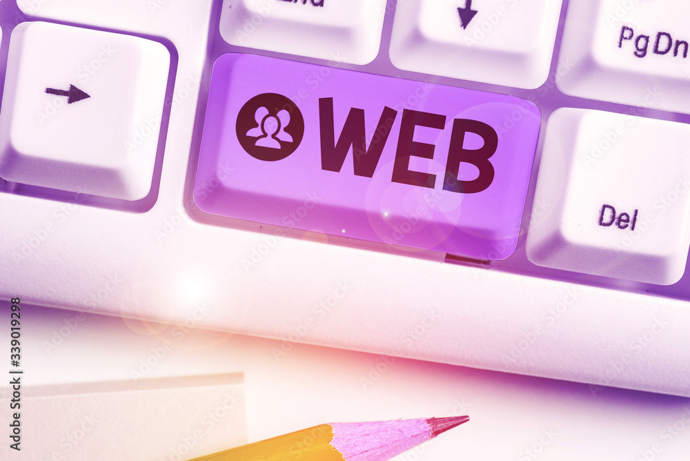Aufkleber word writing text web. business photo showcasing a system of internet servers that support specially
