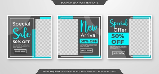 Fototapeta na wymiar minimalist social media post template with modern style and simple layout use for sale banner and social media ads
