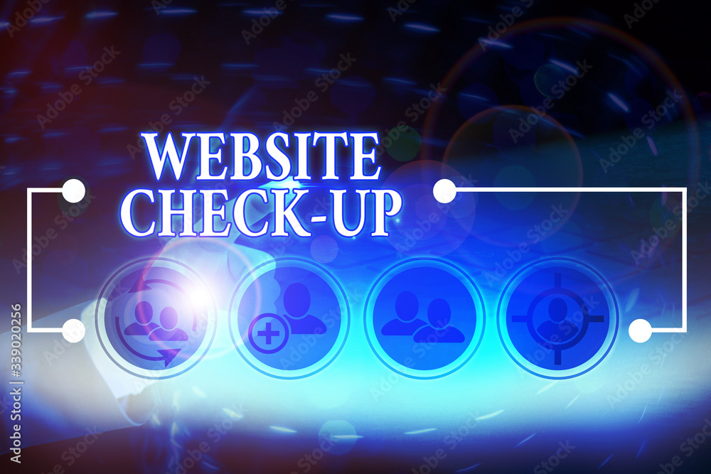 Fototapete Writing note showing Website Check Up. Business concept for an examination of a website to see if something is in order