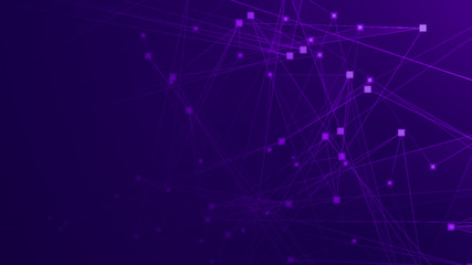 Obraz na płótnie Canvas Abstract purple violet polygon tech network with connect technology background. Abstract dots and lines texture background. 3d rendering.