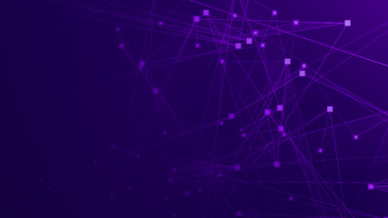 Fototapeta premium Abstract purple violet polygon tech network with connect technology background. Abstract dots and lines texture background. 3d rendering.