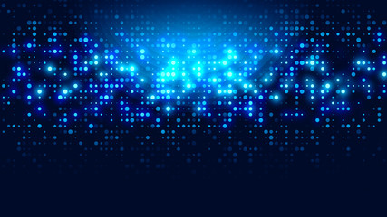 Dot blue pattern screen led light gradient texture background. Abstract  technology big data digital background. 3d rendering.