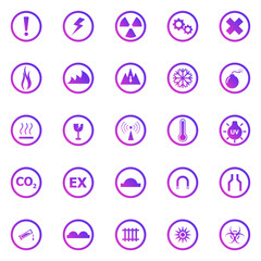 Warning sign gradient icons on white background