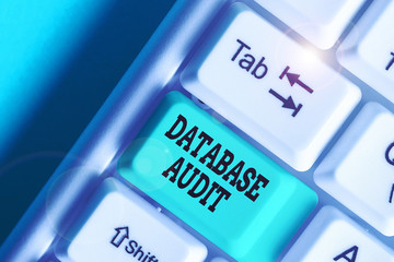 Writing note showing Database Audit. Business concept for auditing of data to assess its quality...