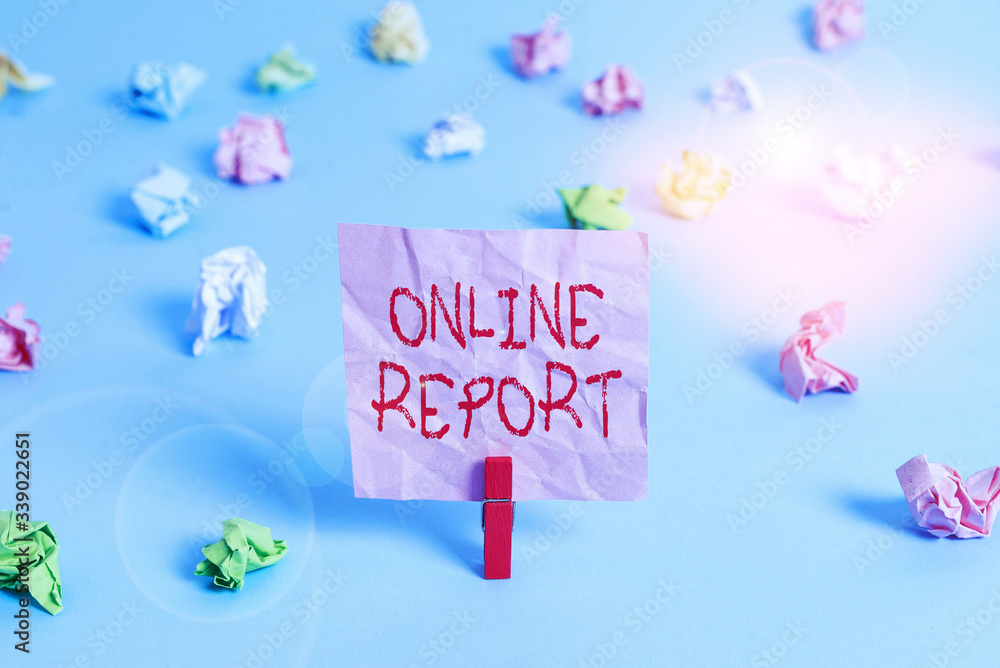 Poster writing note showing online report. business concept for to give a description of something or infor