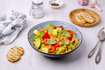 Slices of stewed vegetables with chickpeas
