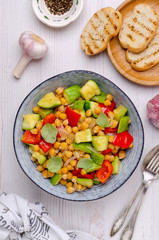 Slices of stewed vegetables with chickpeas