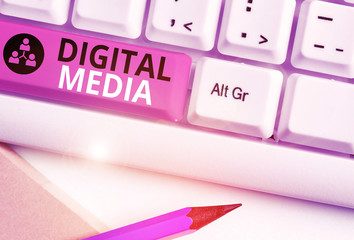 Word writing text Digital Media. Business photo showcasing digitized content that can be...