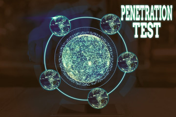 Word writing text Penetration Test. Business photo showcasing authorized simulated cyberattack on a computer system Elements of this image furnished by NASA