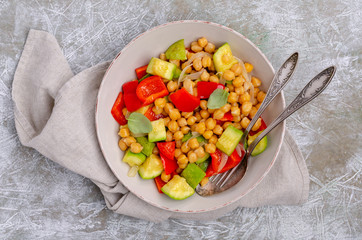 Slices of stewed vegetables with chickpeas