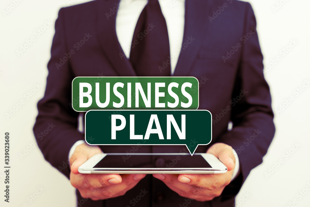 Poster conceptual hand writing showing business plan. concept meaning the document setting out a business f