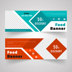 Food & Restaurant standard size Web Banners. Modern design concept for corporate website advertising.