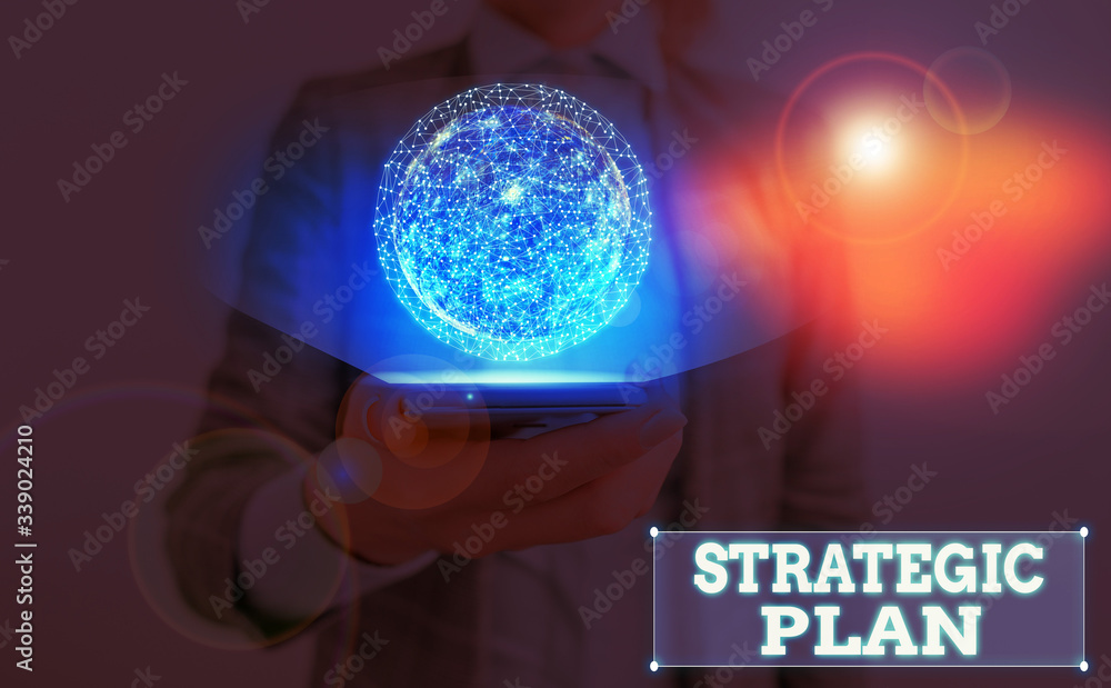 Poster writing note showing strategic plan. business concept for analysisagement activity that is used to s
