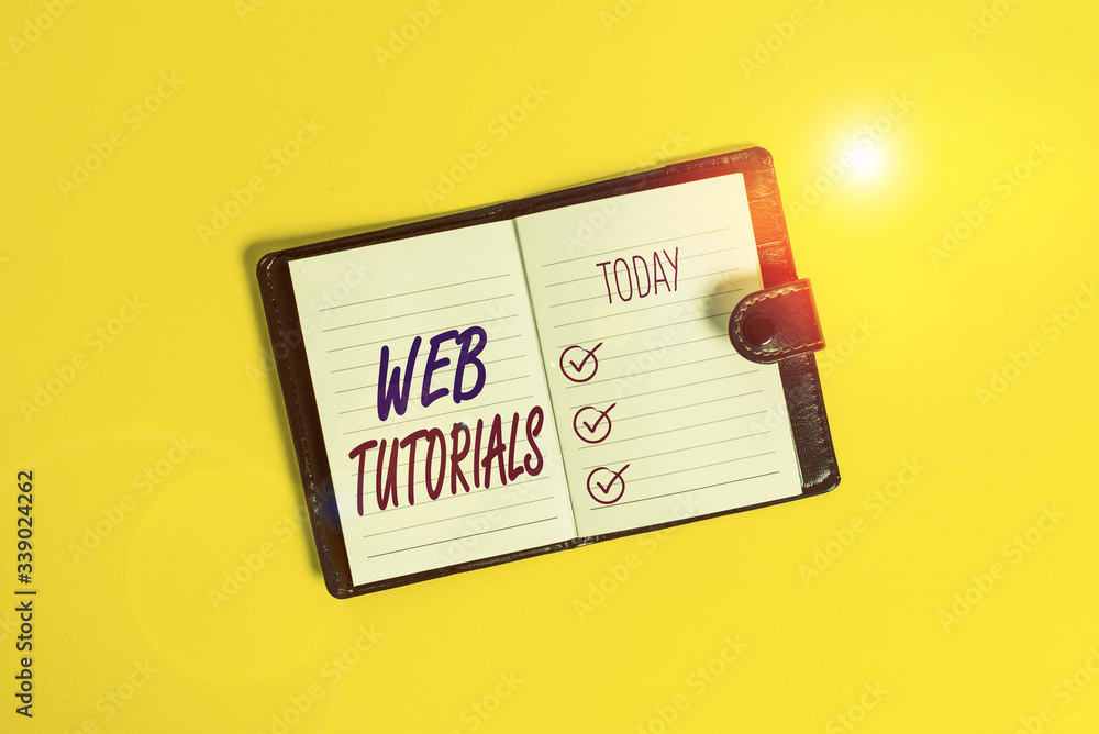 Poster handwriting text writing web tutorials. conceptual photo self study activity aimed to teach a specif