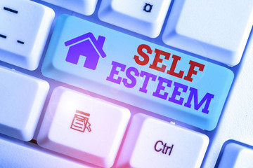 Conceptual hand writing showing Self Esteem. Concept meaning a feeling of having respect for...