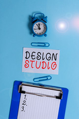 Word writing text Design Studio. Business photo showcasing workplace for designers and artisans...