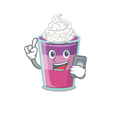 Cocktail jelly cartoon character speaking on phone