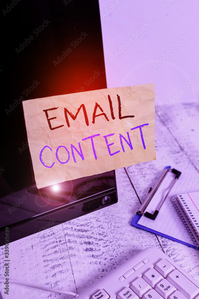 Poster conceptual hand writing showing email content. concept meaning it is the essence of a communicated m