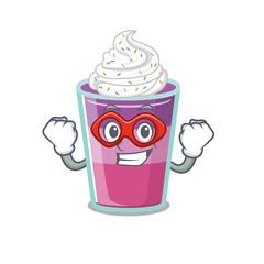 A cartoon character of cocktail jelly performed as a Super hero