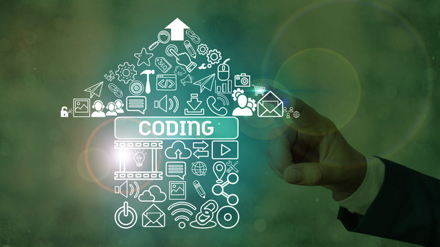 Text sign showing Coding. Business photo text assigning code to something for classification identification