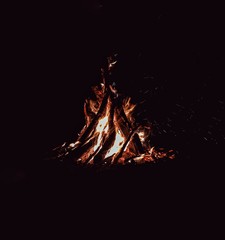 fire burning in the fireplace
