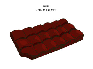 Bar of dark chocolate vector set illustration.Vintage ink hand drawn desert, isolated on white background.Isolated cooking object.