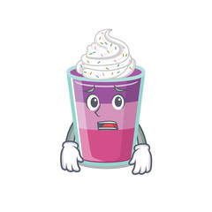Cartoon design style of cocktail jelly showing worried face