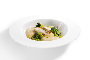 Sea cod fillet close up
