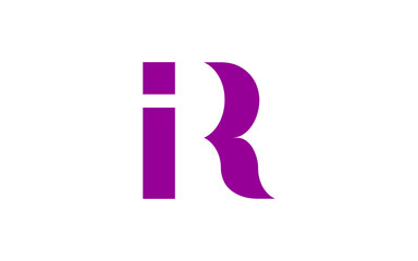 IR or RI and I or R Uppercase Letter Initial Logo Design, Vector Template